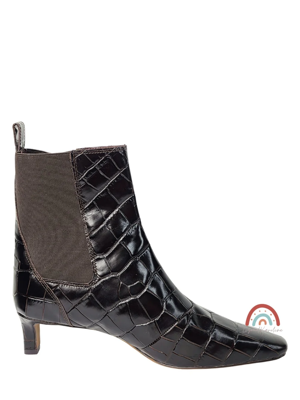 New! Madewell The Dimes Chelsea Boot in Embossed Croc Leather Coffee Bean